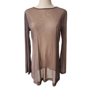 NWOT Victoria Secret Shine Glitter Sheer Long sleeve top - Size Small